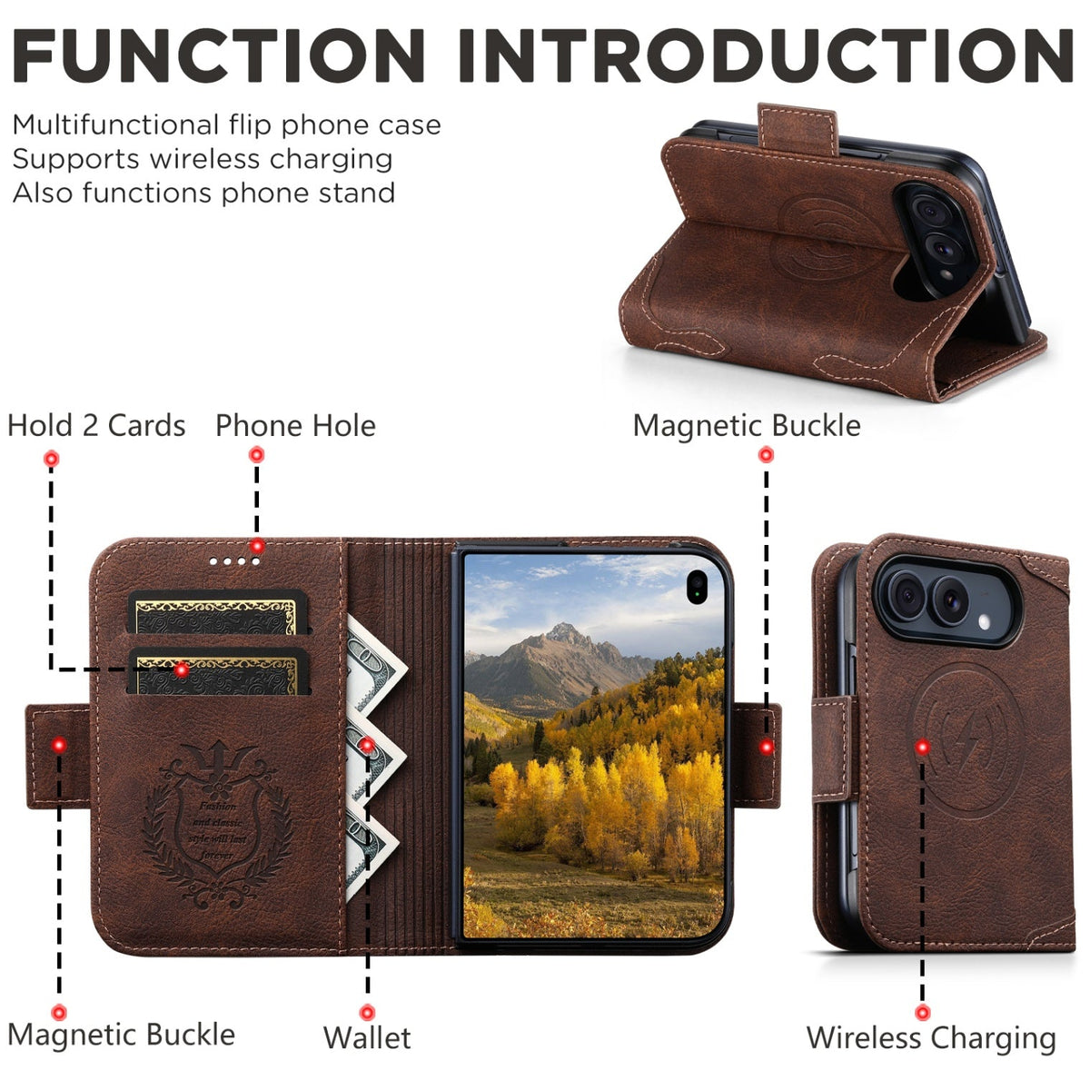 iPhone Duo | Vintage Leather Wallet Case with Card Slots & Stand
