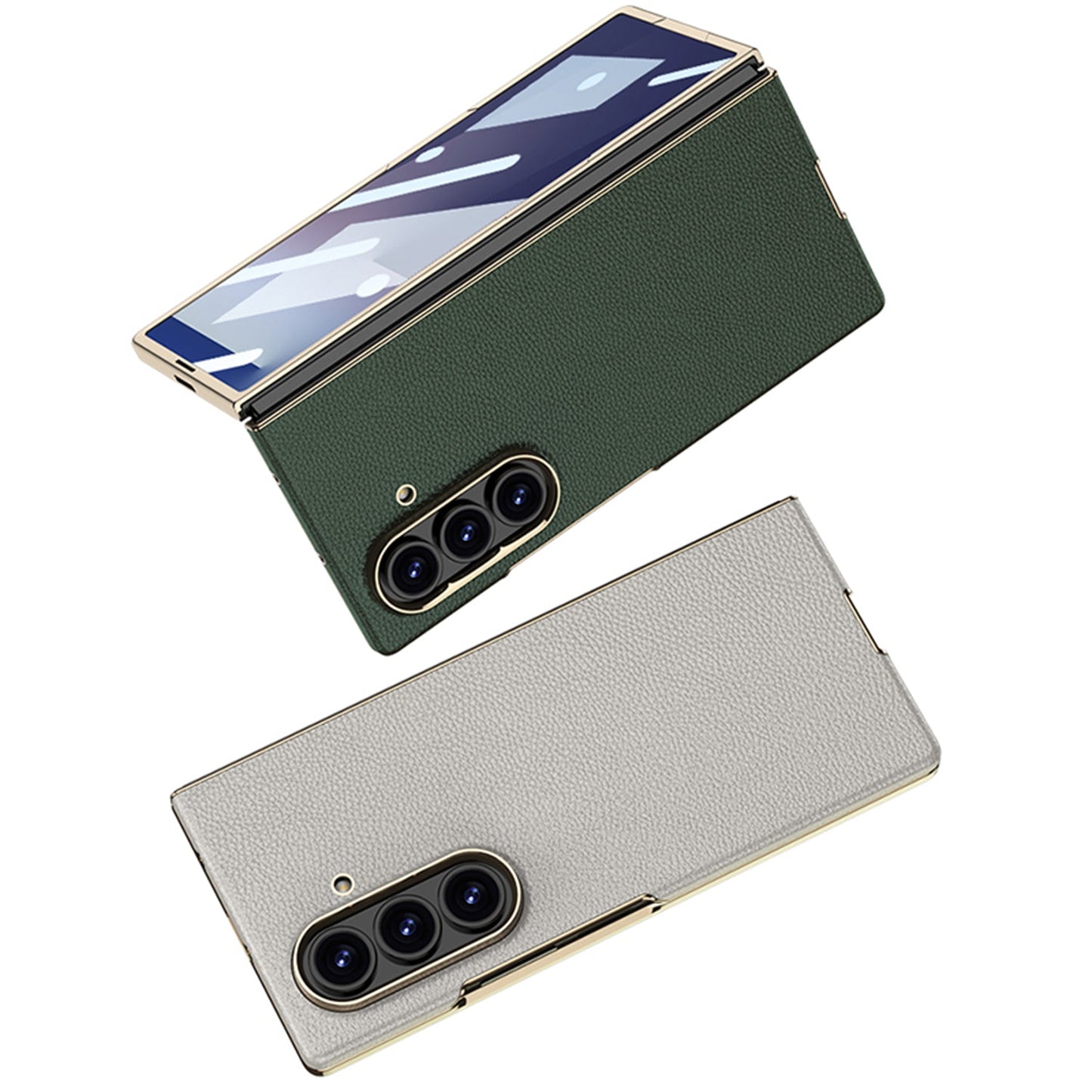 Business-style Electroplated Leather Phone Case For Galaxy Z Fold 7/6/5/4