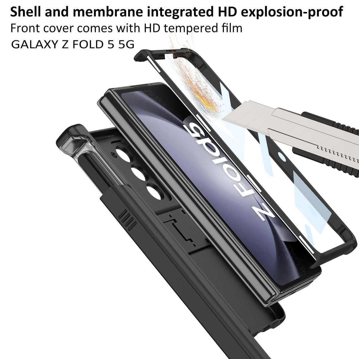 Magnetic Armor All-included Slide Pen Case With Back Screen Glass Hinge Holder Phone Cover For Galaxy Z Fold3 Fold4 Fold5 Fold6