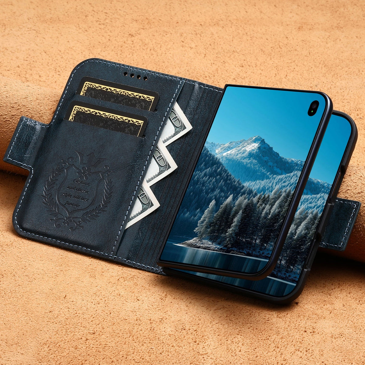 iPhone Duo | Distressed Leather Wallet Case with Card Slots & Magnetic Closure