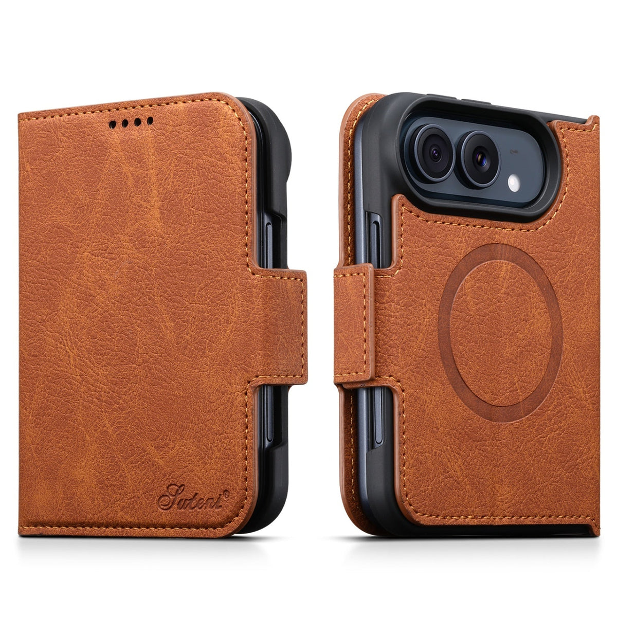 iPhone Duo | Textured Leather Wallet Case with Stand & Wireless Charging