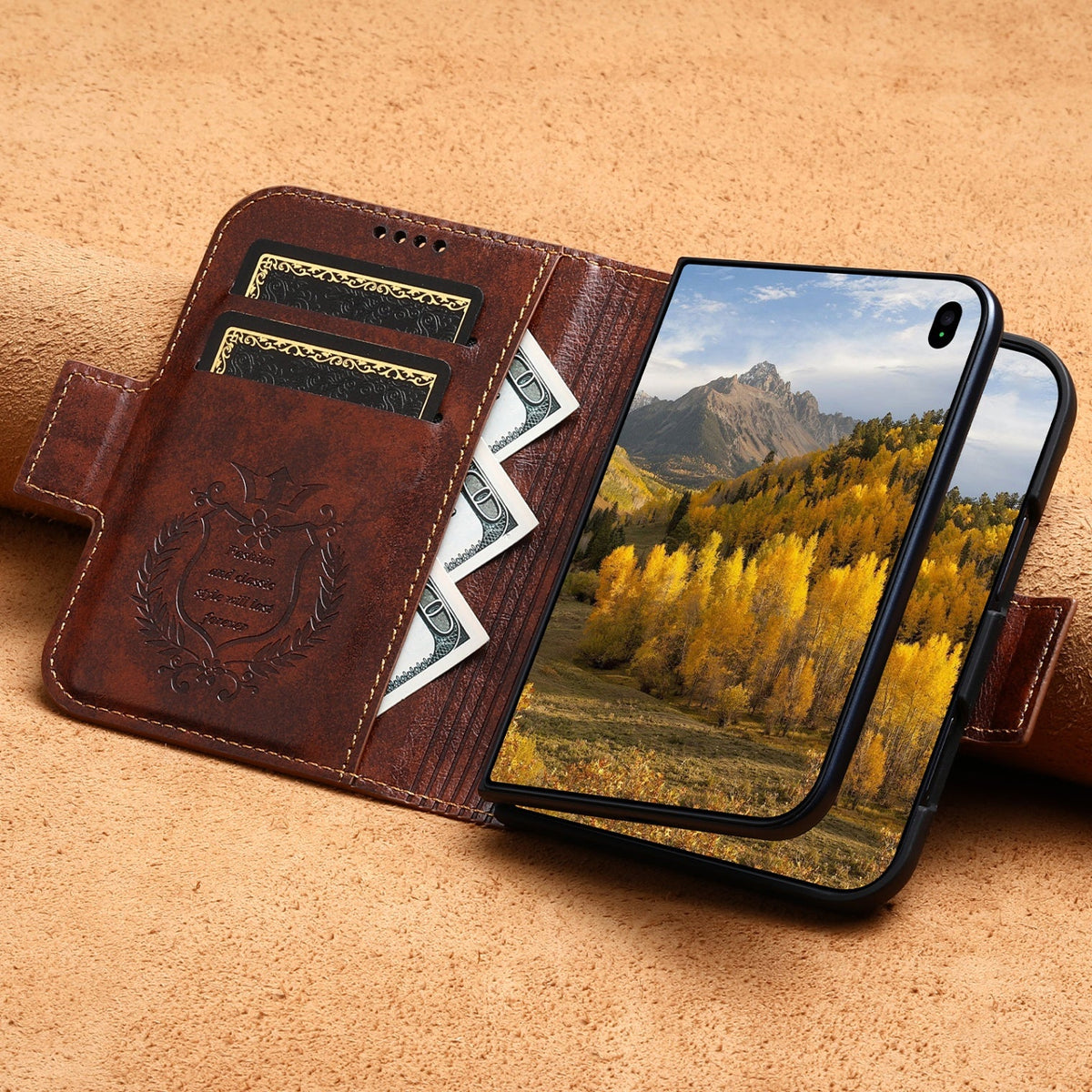 iPhone Duo | Distressed Leather Wallet Case with Card Slots & Magnetic Closure
