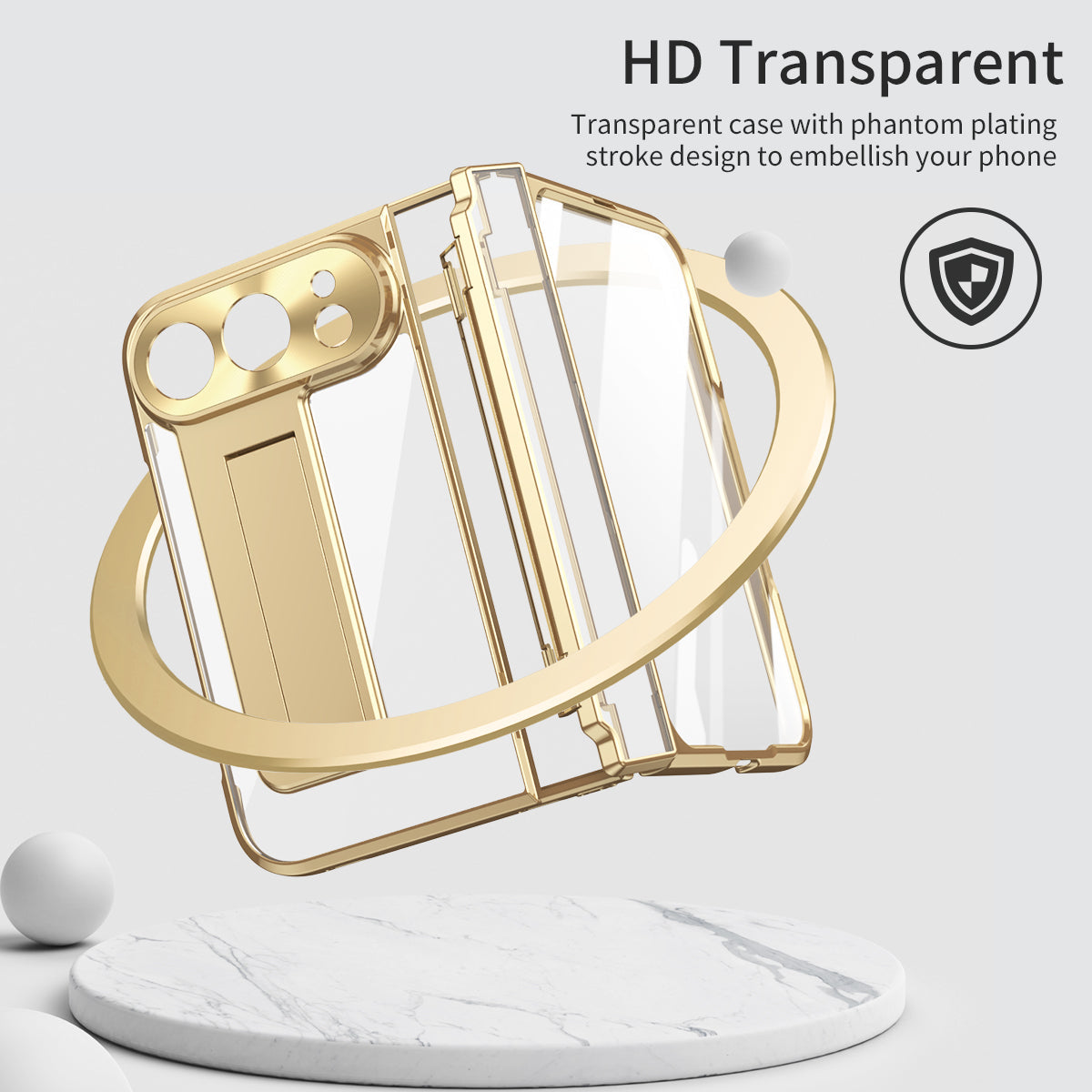 iPhone Duo | Clear Case with Hidden Kickstand, Hinge Protection & Glass Front