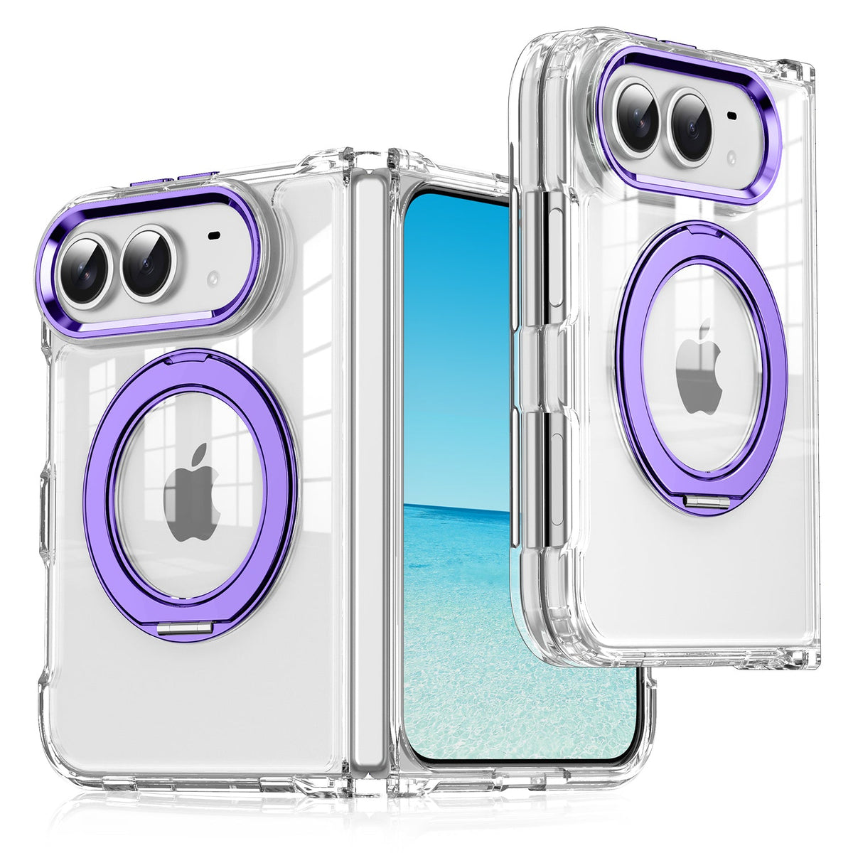 iPhone Duo | Clear Magnetic Case with Alloy Ring Stand & TPU Hinge