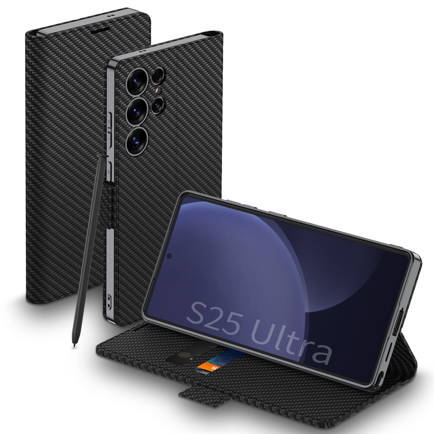 Magnetic Buckle Electroplated Leather Card Holder Flip Case for Galaxy S25 Ultra