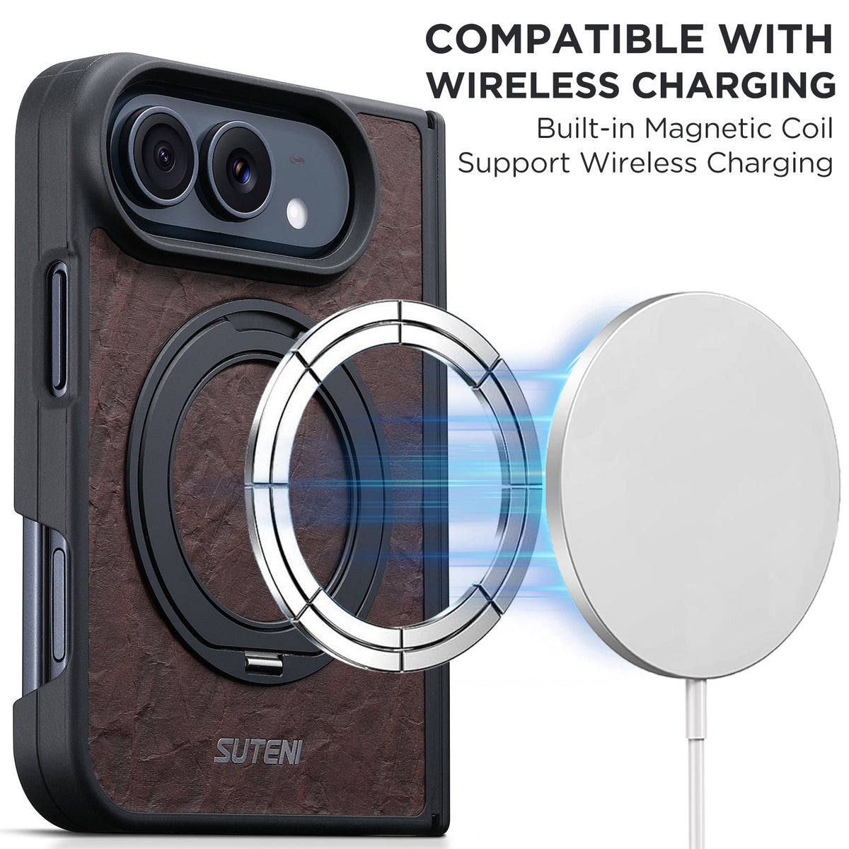 iPhone Duo | Vintage Magnetic Leather Case with Folding Ring Stand