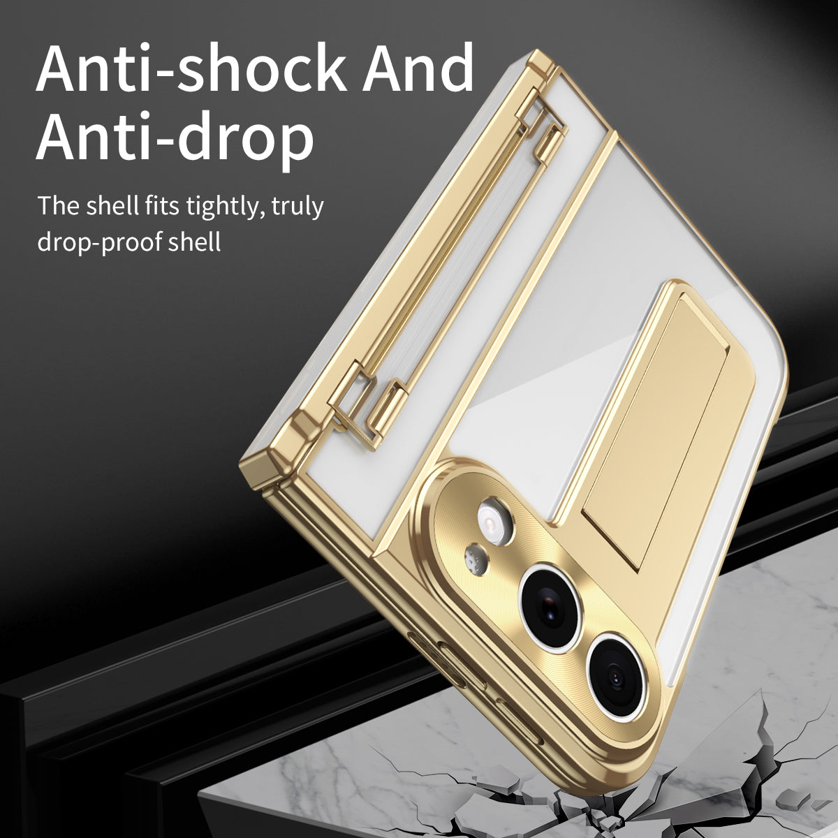 iPhone Duo | Clear Case with Hidden Kickstand, Hinge Protection & Glass Front