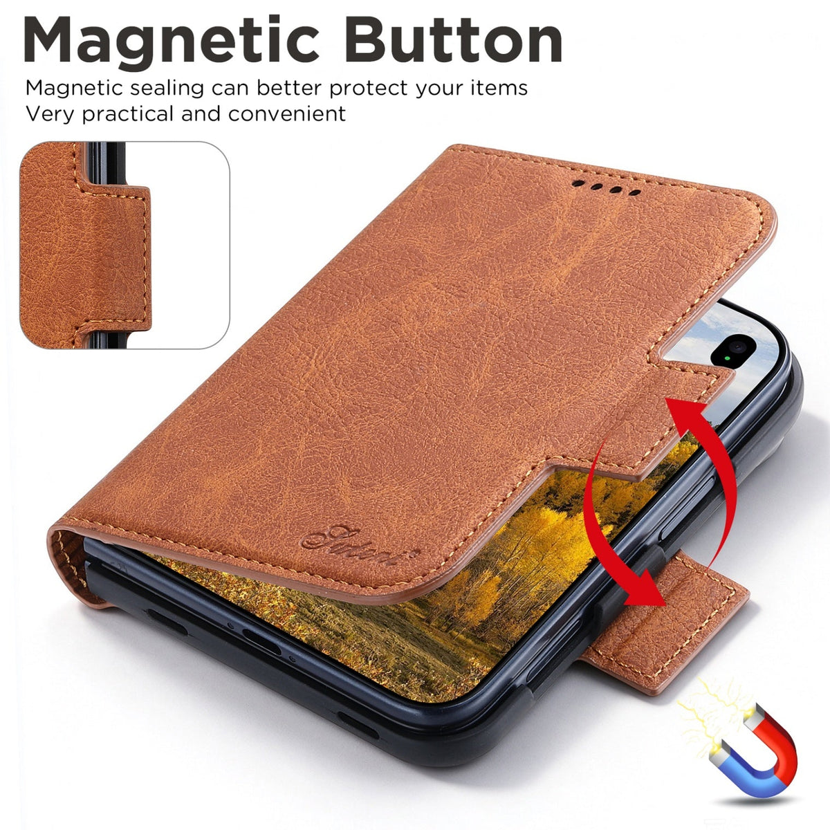 iPhone Duo | Textured Leather Wallet Case with Stand & Wireless Charging