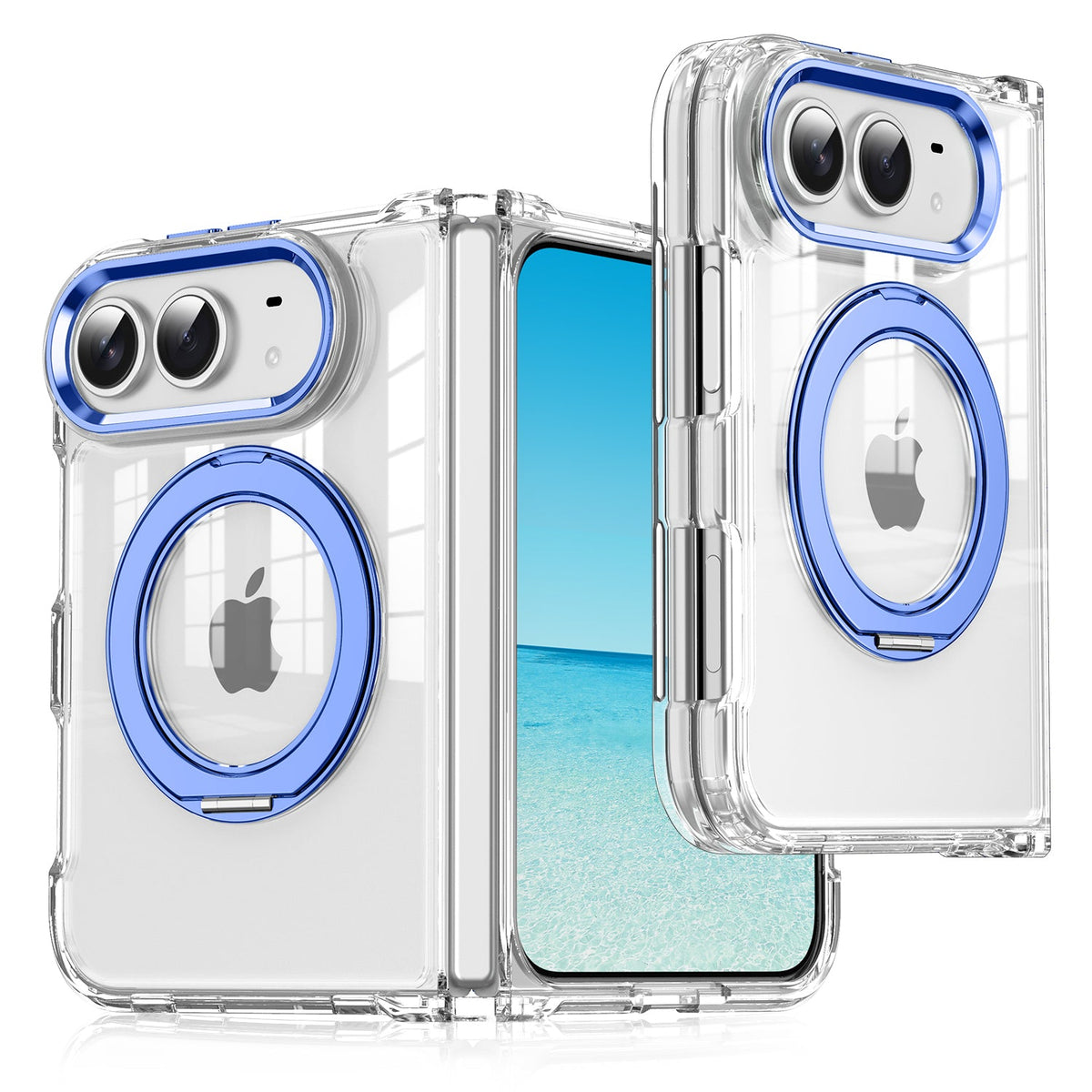 iPhone Duo | Clear Magnetic Case with Alloy Ring Stand & TPU Hinge