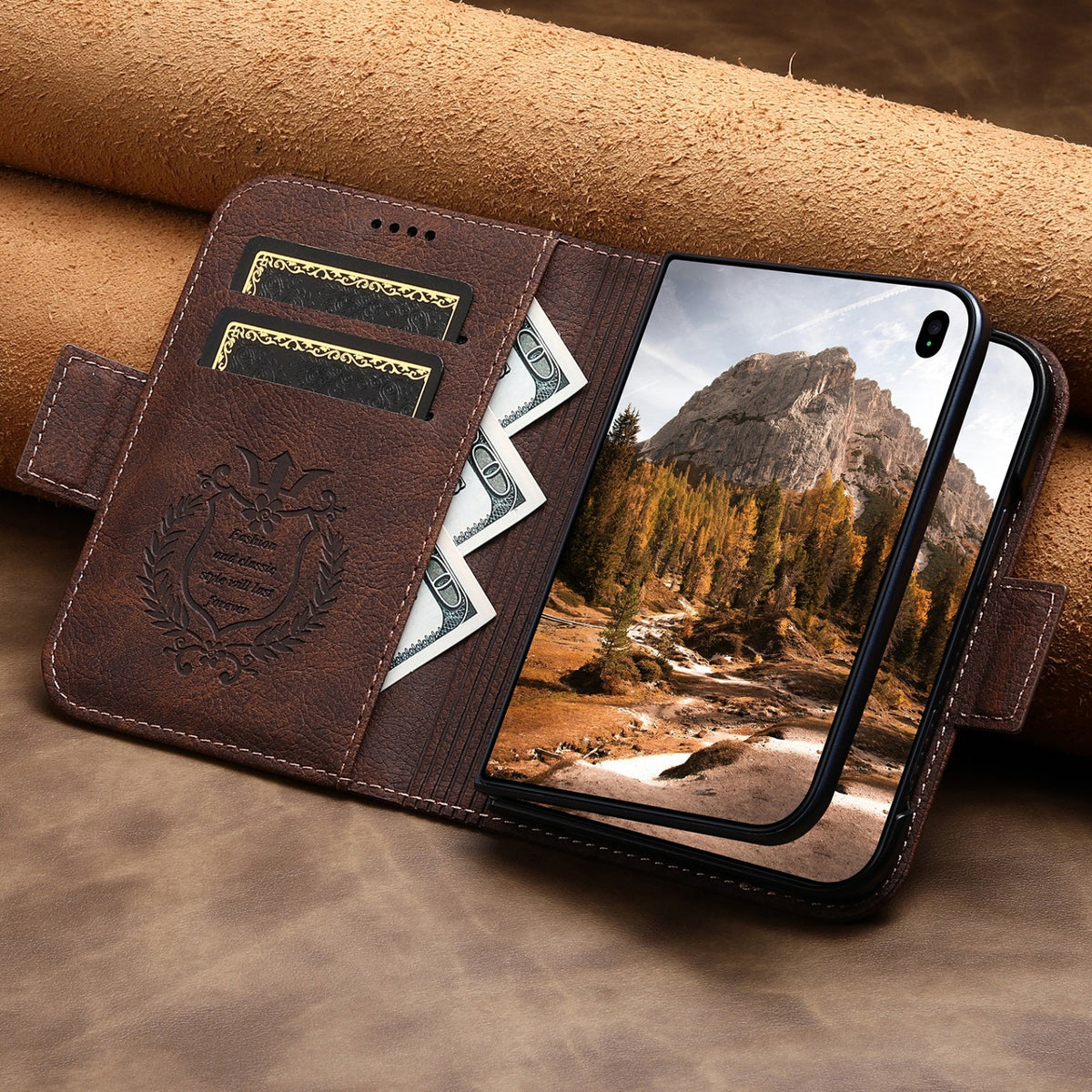iPhone Duo | Vintage Leather Wallet Case with Card Slots & Stand
