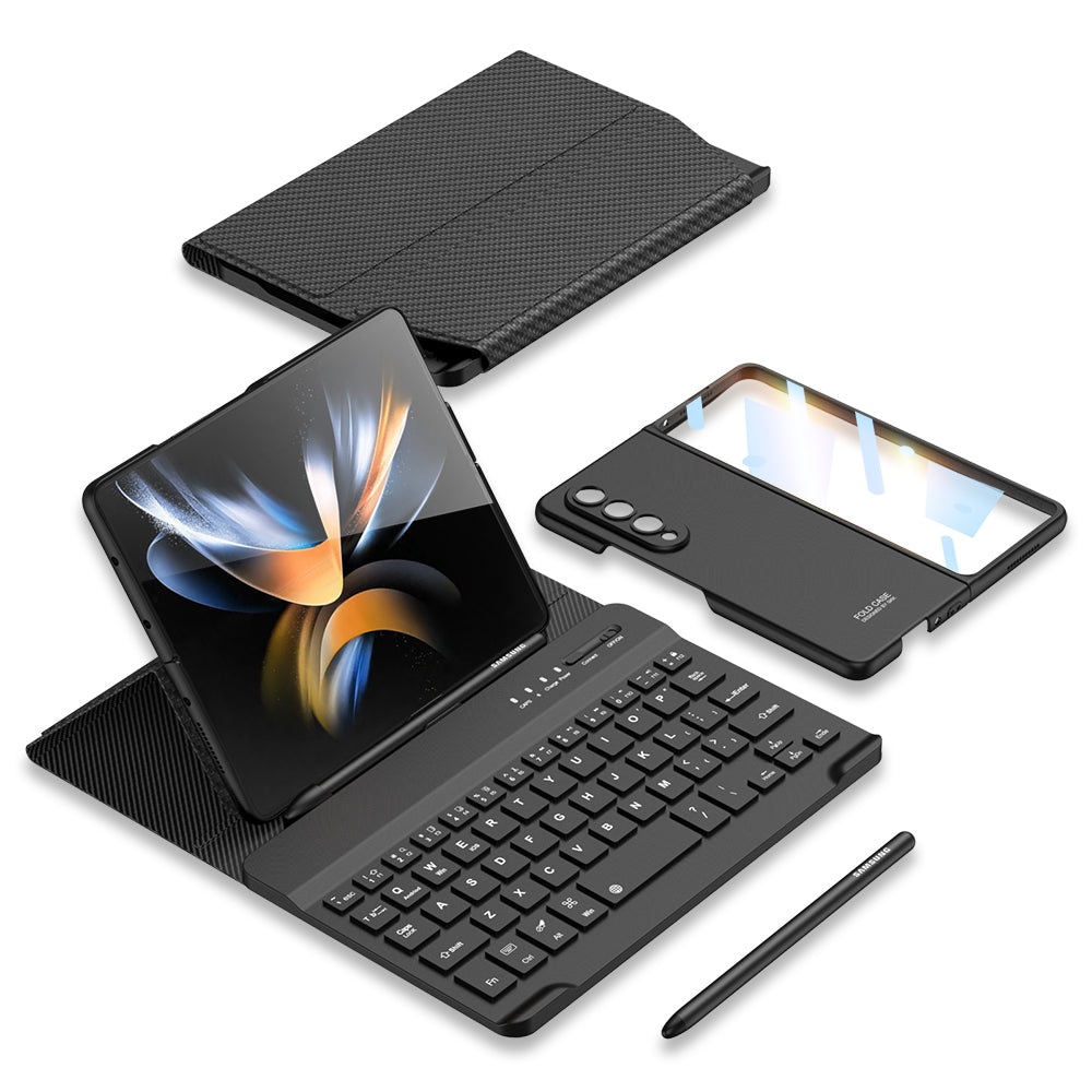 Bluetooth 3.0 Keyboard Magnetic All-inclusive Leather Cover For Samsung Galaxy Z Fold3 Fold4 5G Come With keyboard+Holster Bracket+Phone Case+Capacitive Pen - Mycasety Mycasety