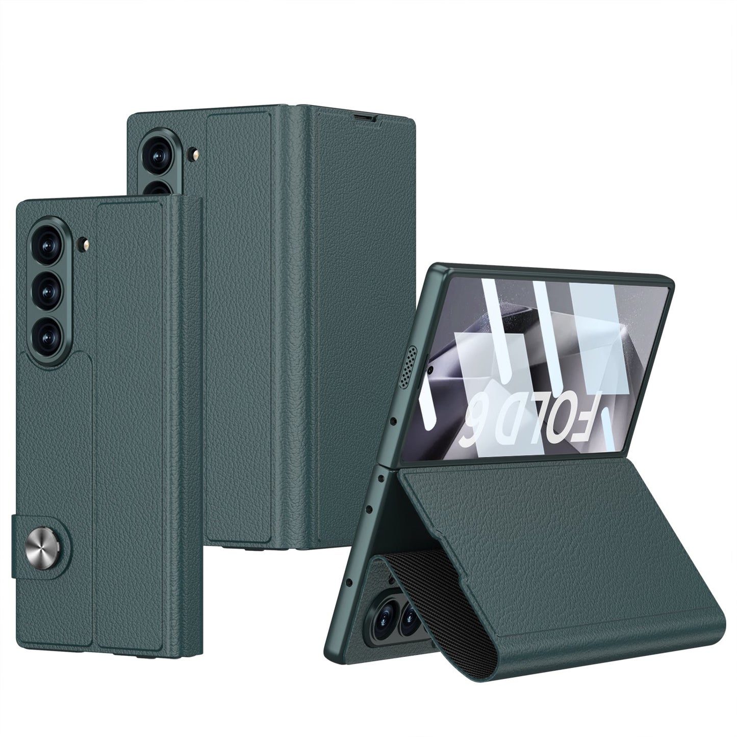 Luxurious Leather Cover Shockproof Phone Case With Screen Protector For Galaxy Z Fold 6/7