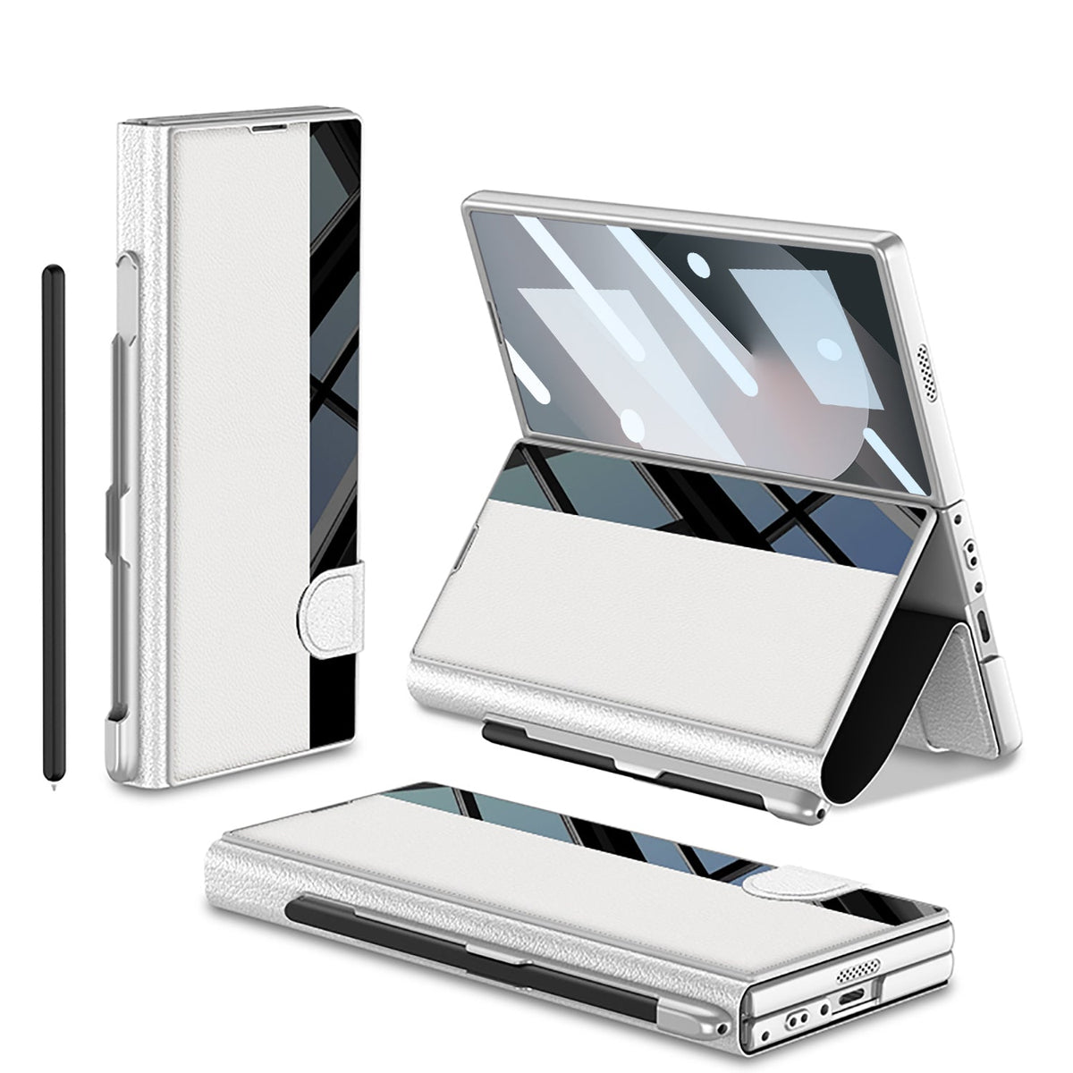 Luxurious Leather Cover Shockproof Phone Case With Screen Protector & Pen Slot For Galaxy Z Fold 6/7