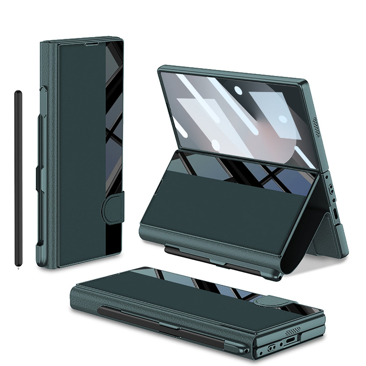 Luxurious Leather Cover Shockproof Phone Case With Screen Protector & Pen Slot For Galaxy Z Fold 6/7