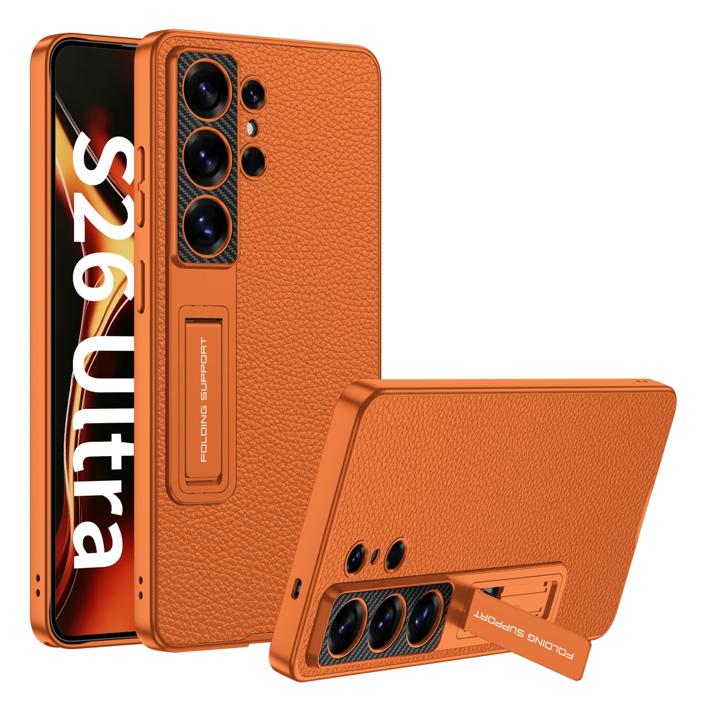 Vegan Leather Adjustable Kickstand Case for Samsung Galaxy S26 Ultra