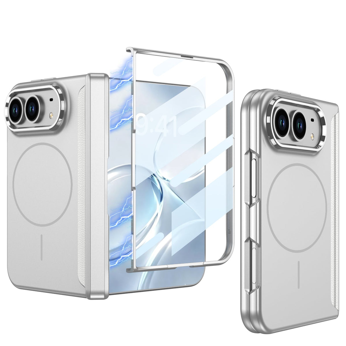 iPhone Duo - Magnetic Hinge Protection Business Cover Built-in Tempered Glass Film & Magnetic Ring