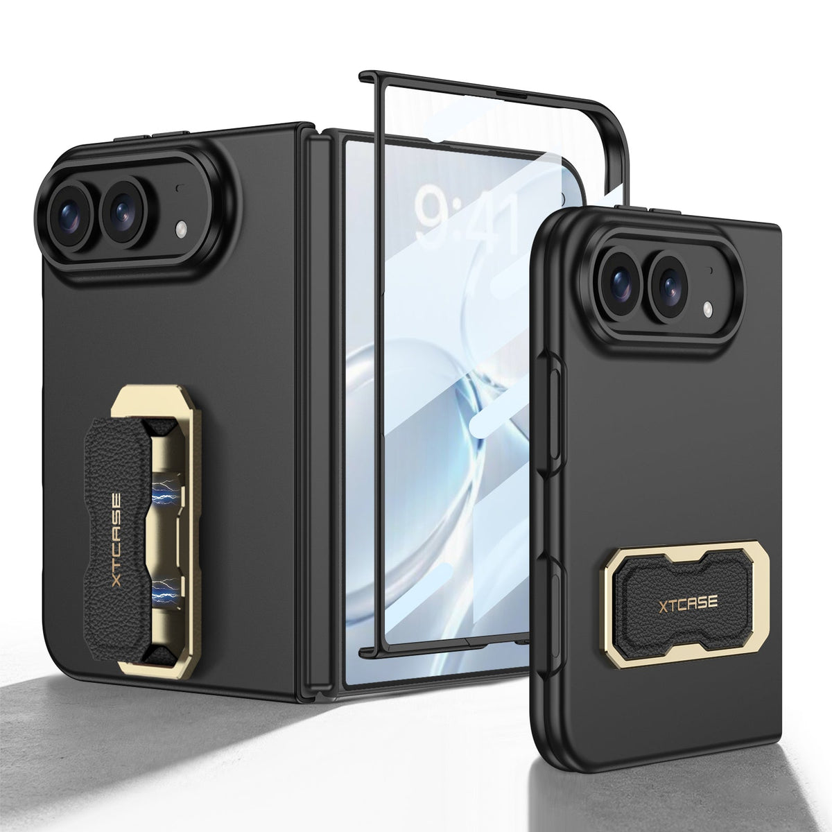 iPhone Duo | Slim Full?Coverage Phone Case Built-in Tempered Glass Film & Magnetic Finger?Ring Grip