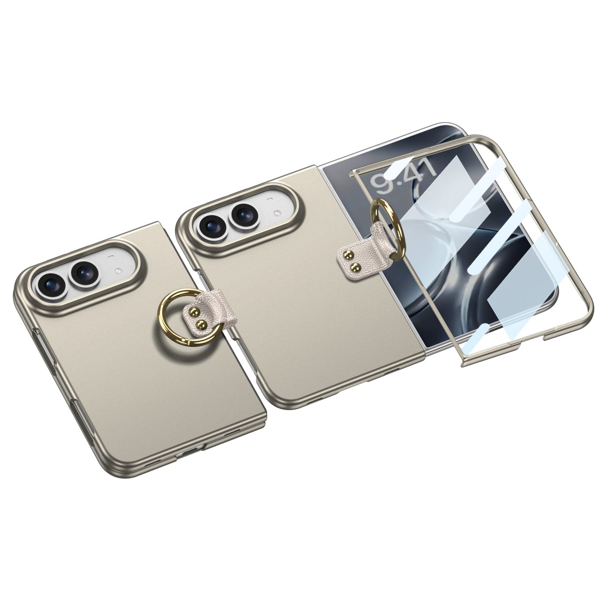 iPhone Duo | Slim Full?Coverage Phone Case Built-in Tempered Glass Film & Side Clip?Style Finger Ring Grip