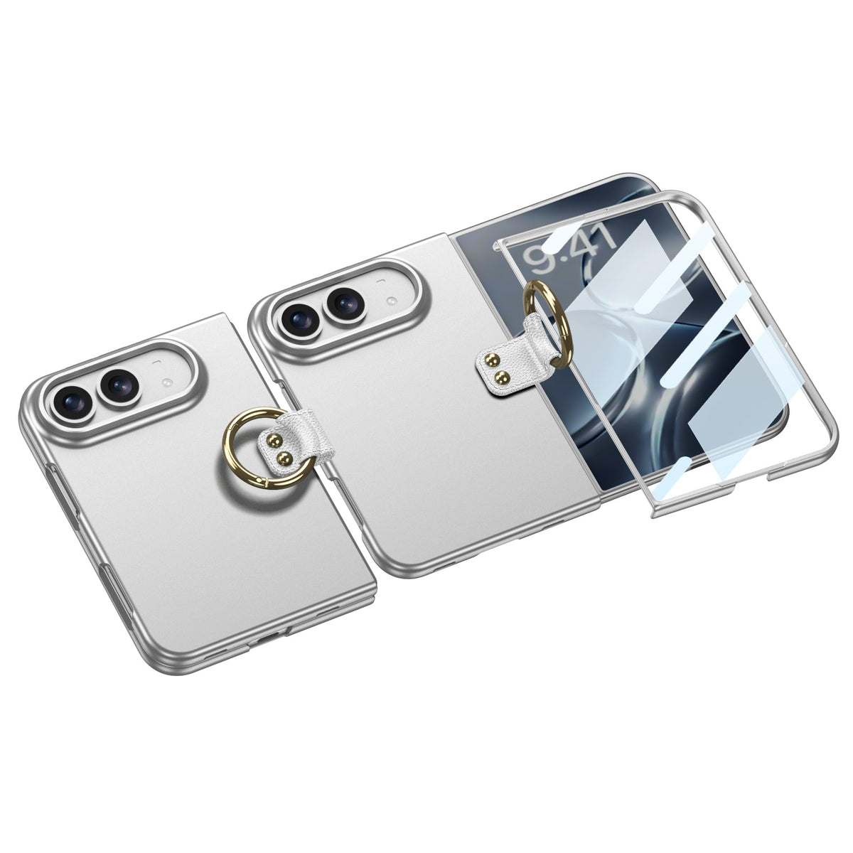 iPhone Duo | Slim Full?Coverage Phone Case Built-in Tempered Glass Film & Side Clip?Style Finger Ring Grip
