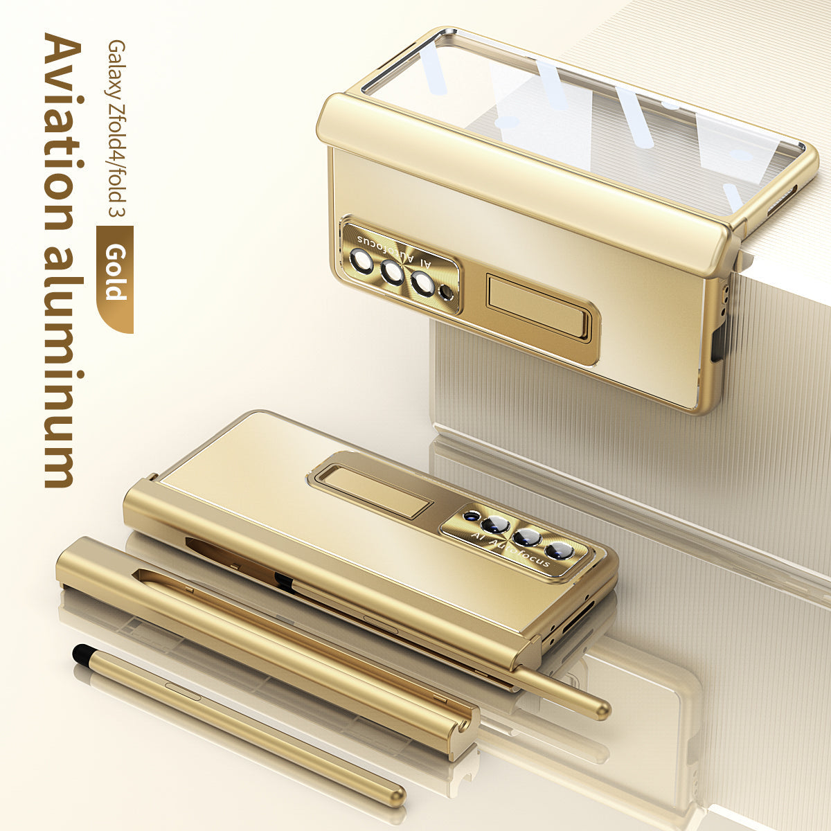 Aluminum Alloy Frame Magnetic Bracket All-Inclusive Electroplating Phone Case For Samsung Galaxy Z Fold3 Fold4 Fold5 - Mycasety Mycasety