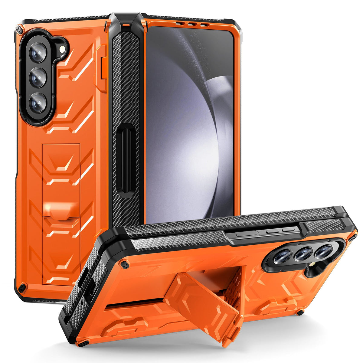 Double-Cover Mecha all-inclusive Rugged Phone Case For Samsung Galaxy Z Fold5 Fold4 Fold3 5G - Mycasety Mycasety