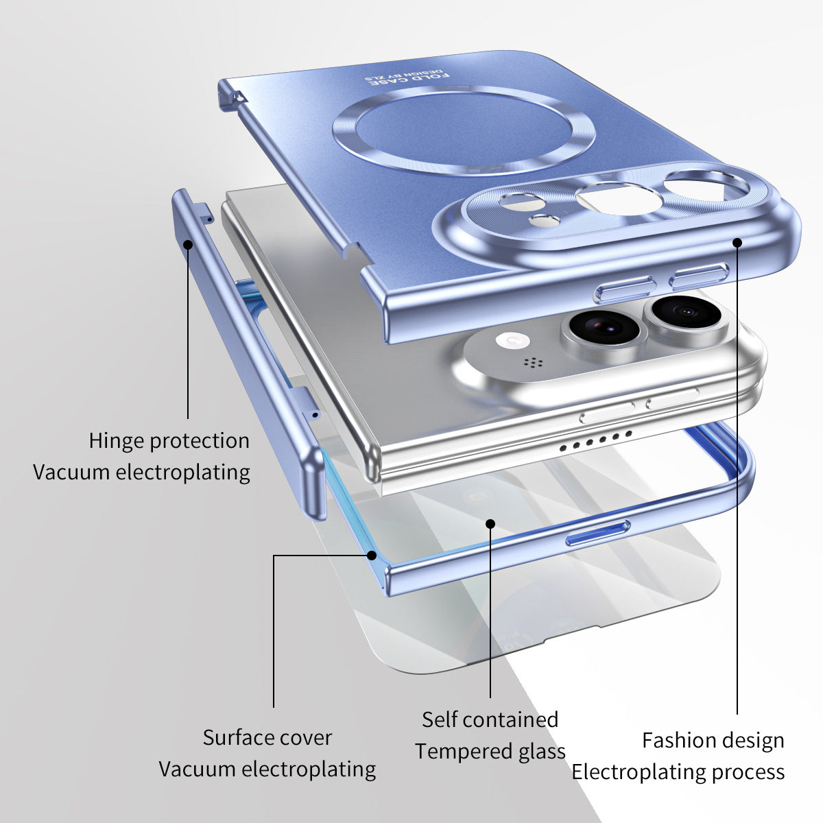 iPhone Duo | Electroplated Magnetic Case with Hinge Protection & Tempered Glass