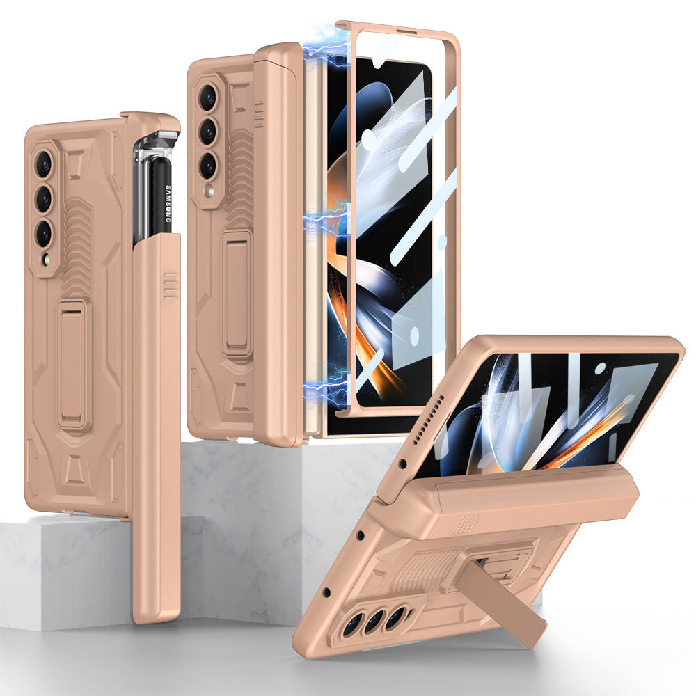 Armor All-included Magnetic Hinge Slide Pen Case Holder Phone Case With Back Screen Protector For Samsung Galaxy Z Fold3 Fold4 Fold5 - Mycasety Mycasety