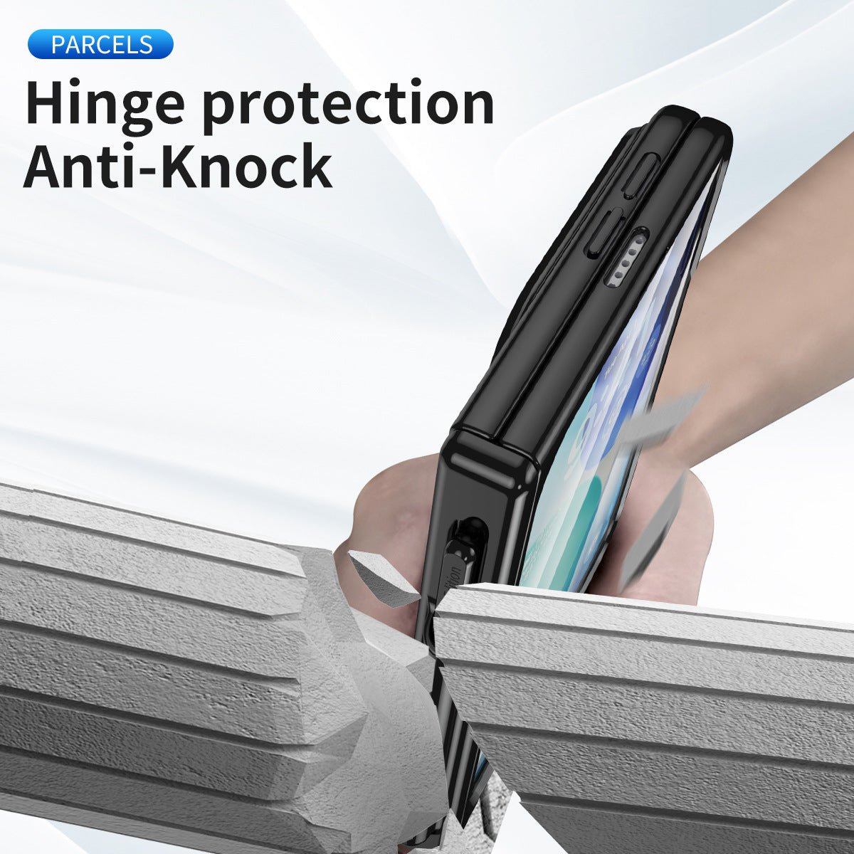 iPhone Duo | Golden Plating Clear Phone Case Built-in Tempered Glass Film & Magnetic Hinge & Stylus