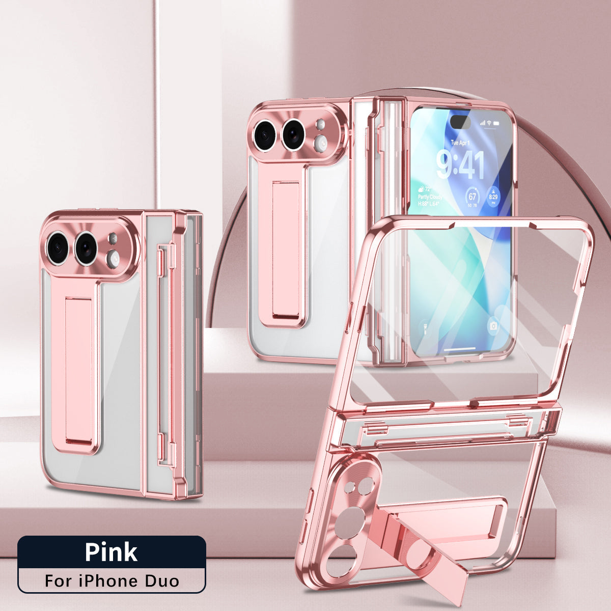 iPhone Duo | Clear Case with Hidden Kickstand, Hinge Protection & Glass Front