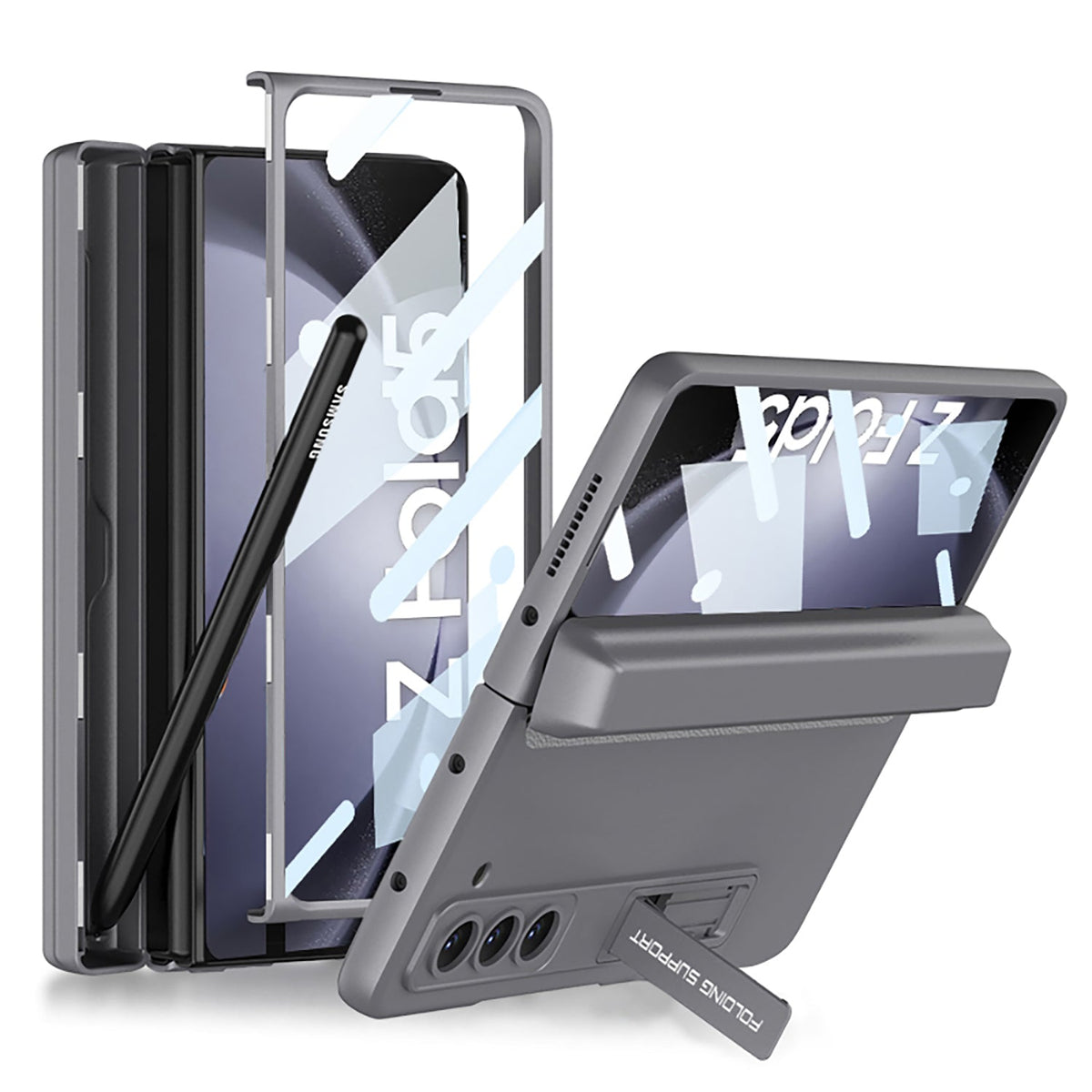 Magnetic Hinge Pen Box Protective Phone Case With Back Screen Glass For Samsung Galaxy Z Fold 5/4/3 5G - Mycasety Mycasety