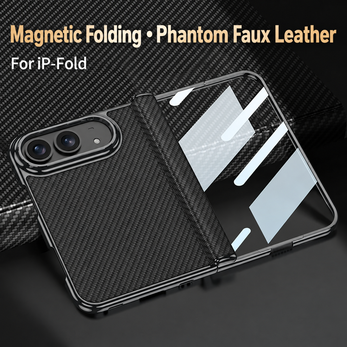 iPhone Duo  - Golden Plating Leather Cover Built-in Tempered Glass Screen
