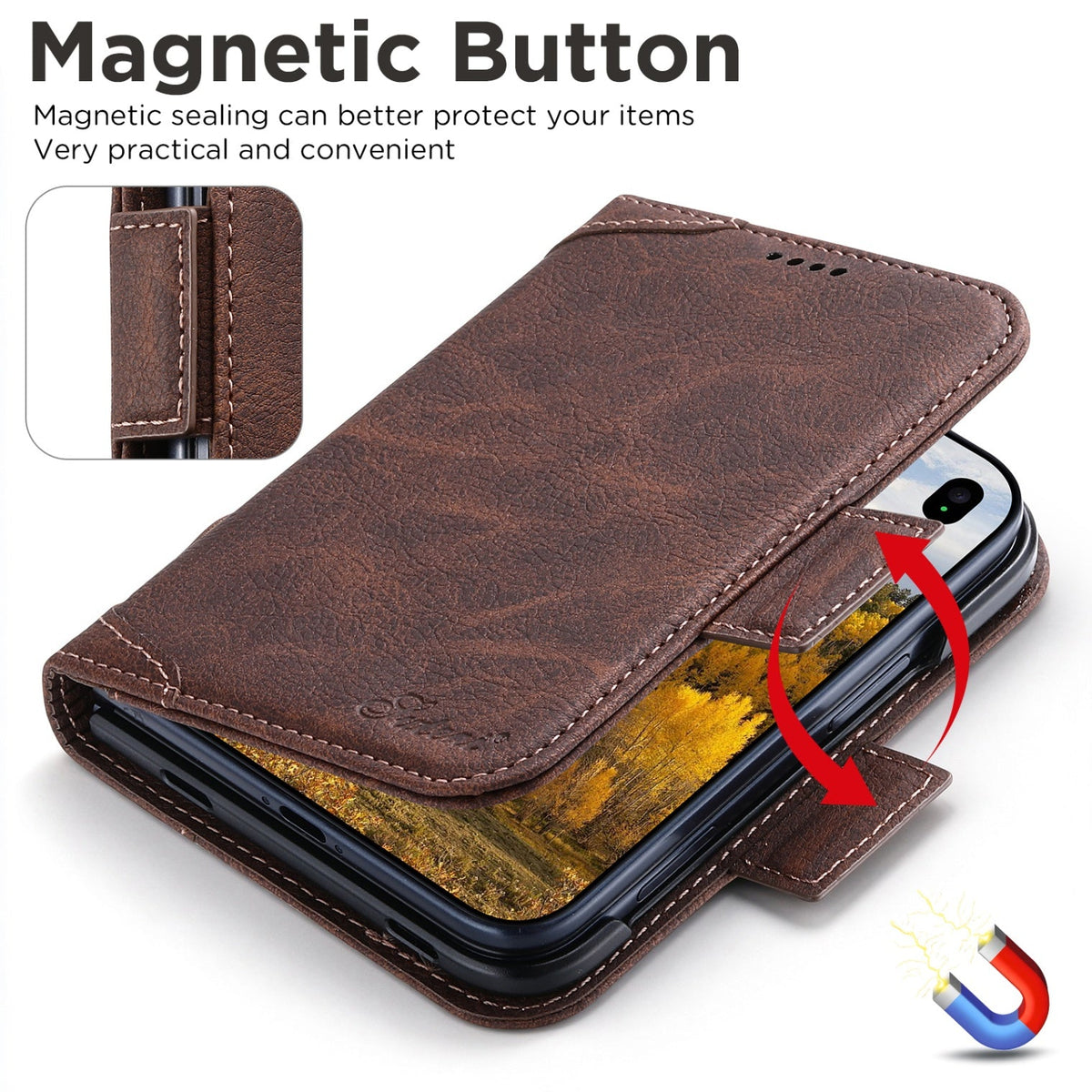 iPhone Duo | Vintage Leather Wallet Case with Card Slots & Stand