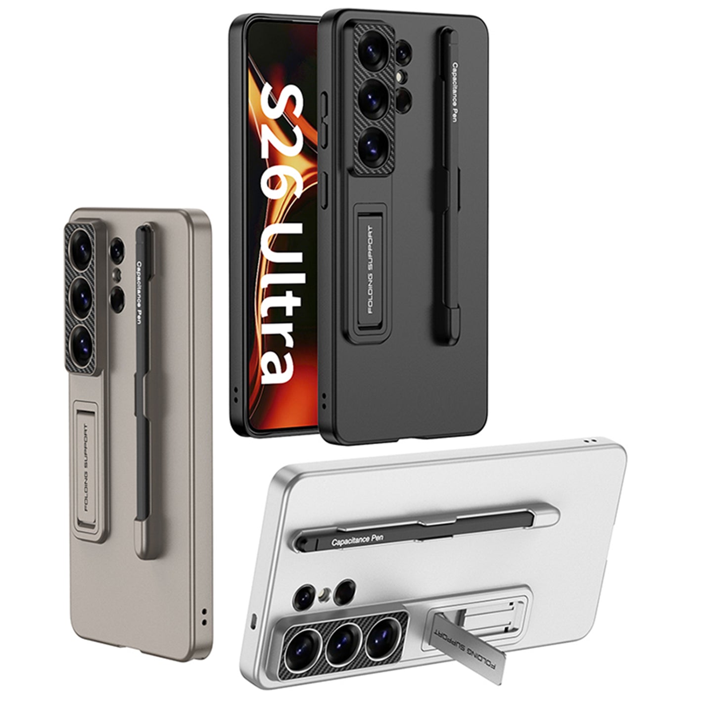 Ultra Thin Kickstand Case with Pen Slot for Samsung Galaxy S26 Ultra, Slim Protective Cover with Stylus