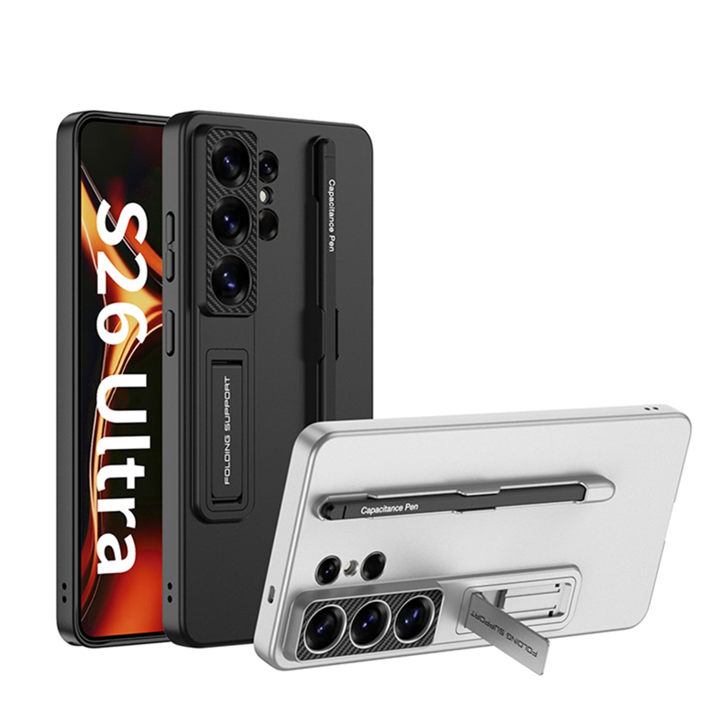 Ultra Thin Kickstand Case with Pen Slot for Samsung Galaxy S26 Ultra, Slim Protective Cover with Stylus