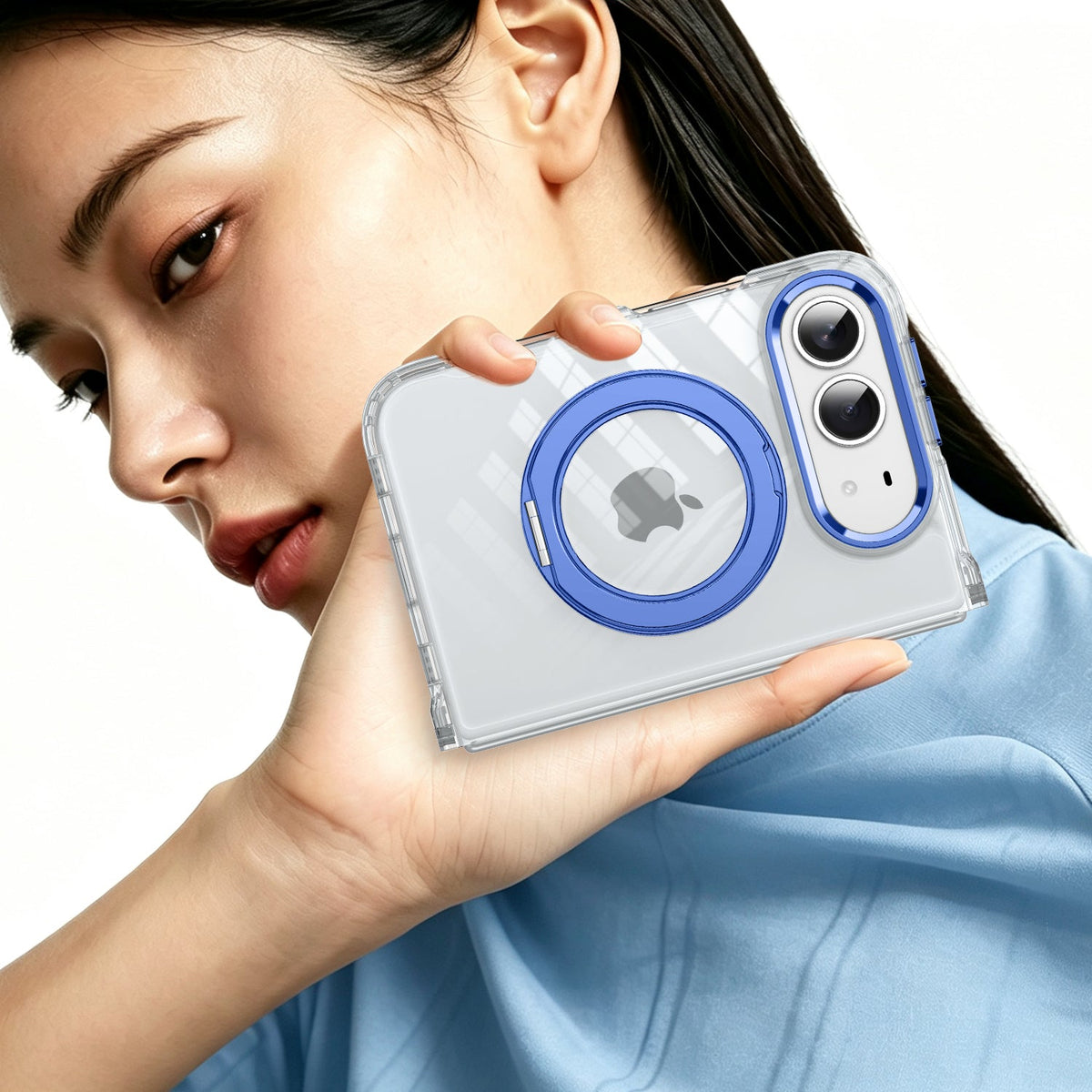 iPhone Duo | Clear Magnetic Case with Alloy Ring Stand & TPU Hinge