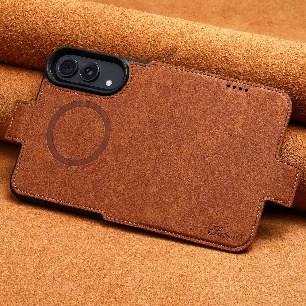 iPhone Duo | Textured Leather Wallet Case with Stand & Wireless Charging