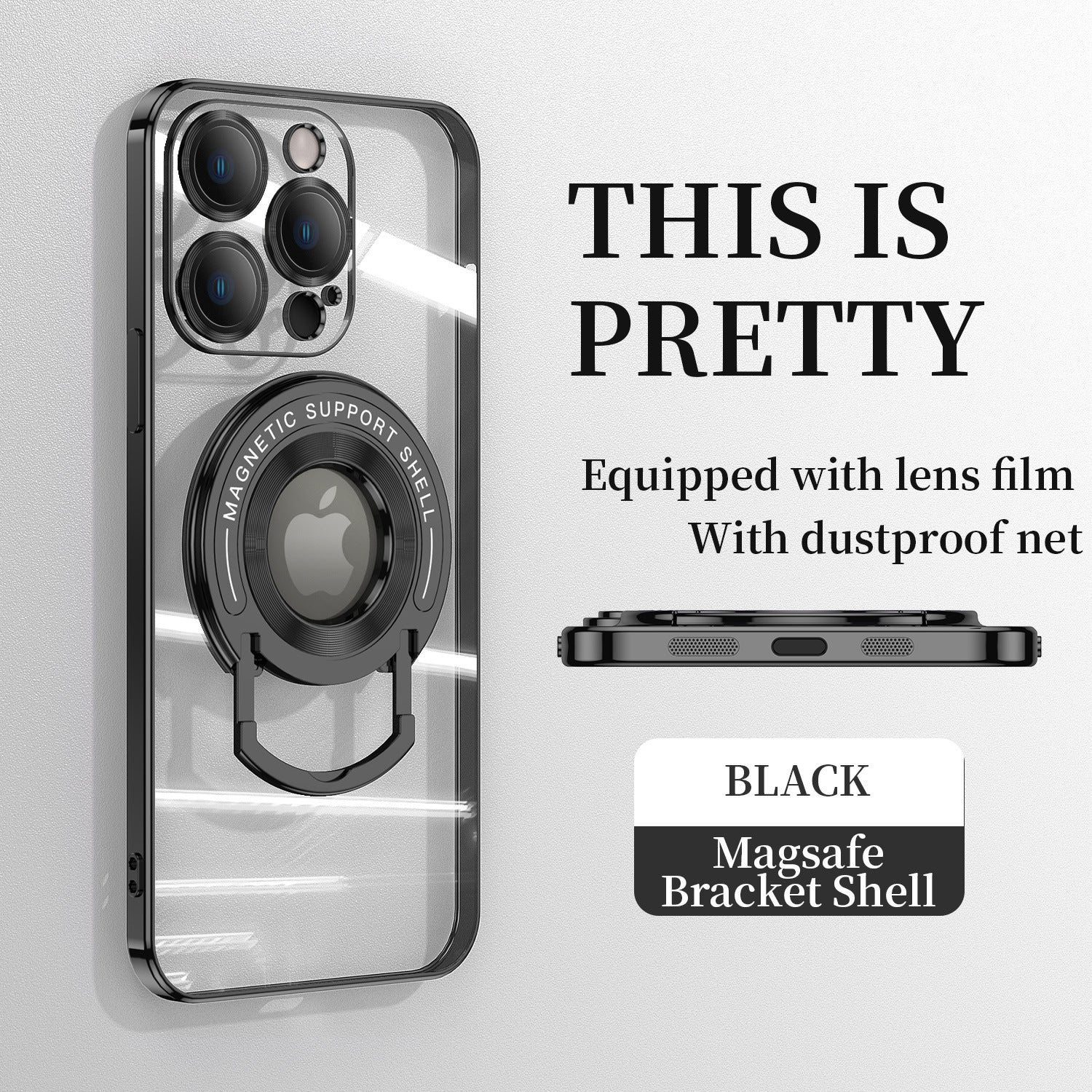 Magnetic Suction Bracket Electroplated Clear Protective Phone Case For iPhone - mycasety2023 Mycasety