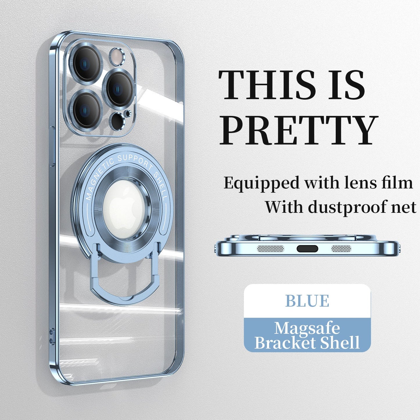 Magnetic Suction Bracket Electroplated Clear Protective Phone Case For iPhone - mycasety2023 Mycasety