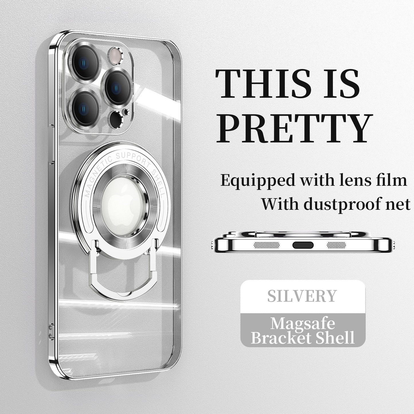 Magnetic Suction Bracket Electroplated Clear Protective Phone Case For iPhone - mycasety2023 Mycasety