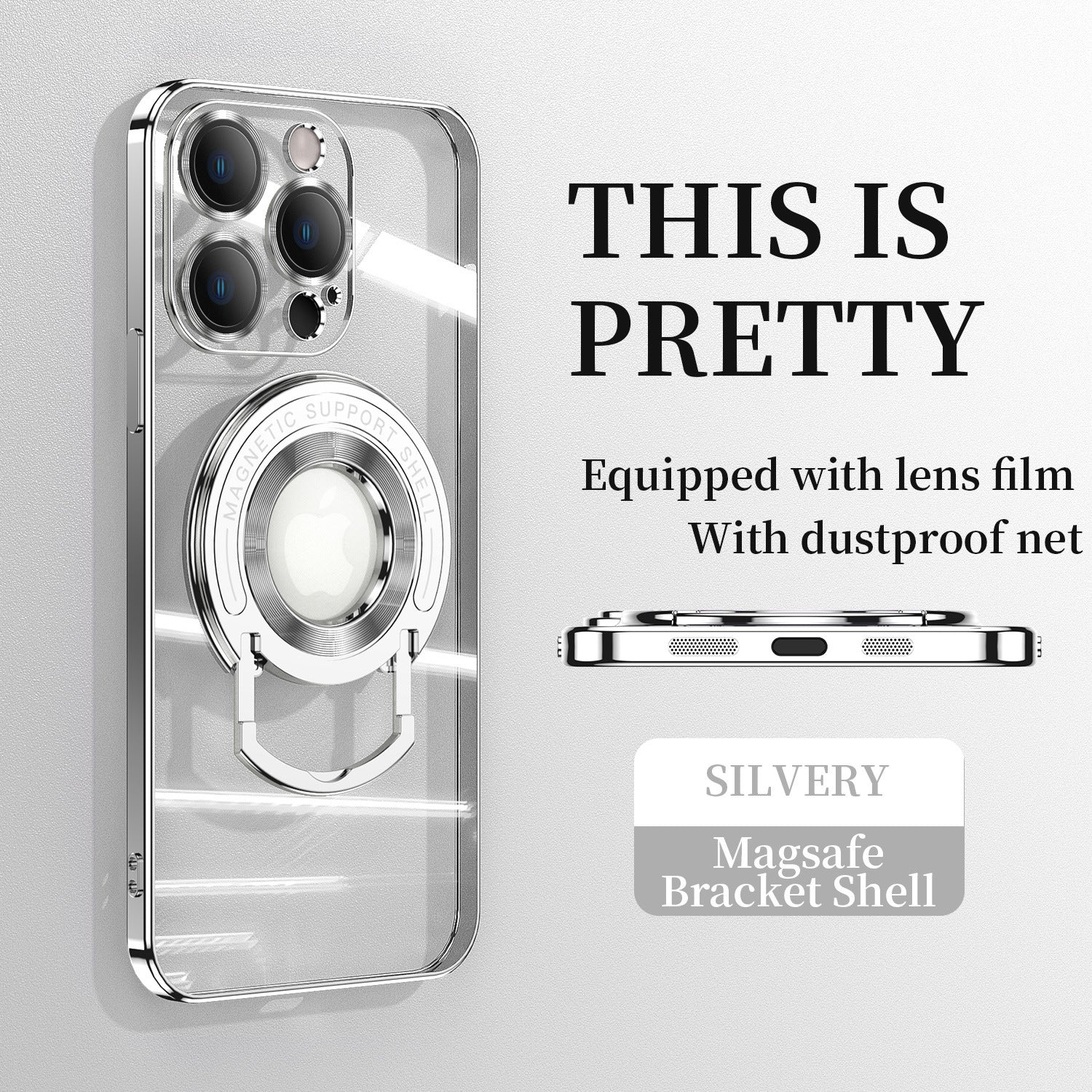 Magnetic Suction Bracket Electroplated Clear Protective Phone Case For iPhone - mycasety2023 Mycasety