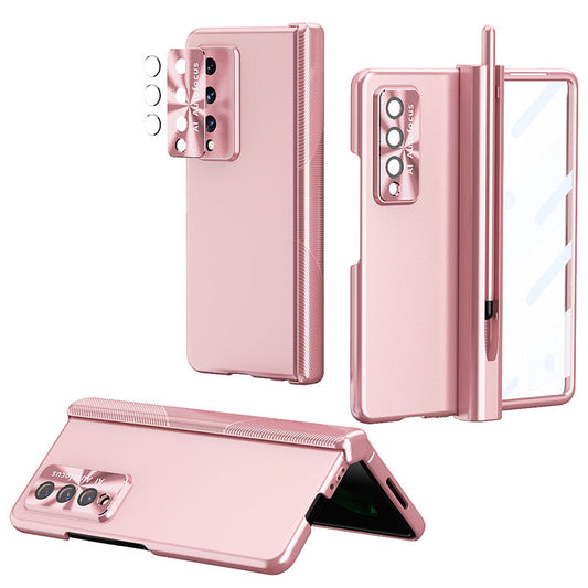 Luxury Magnetic Hinge Pen Holder Full Protection Case For Samsung Galaxy Z Fold3 Fold4 5G With Tempered Glass Film - Mycasety Mycasety