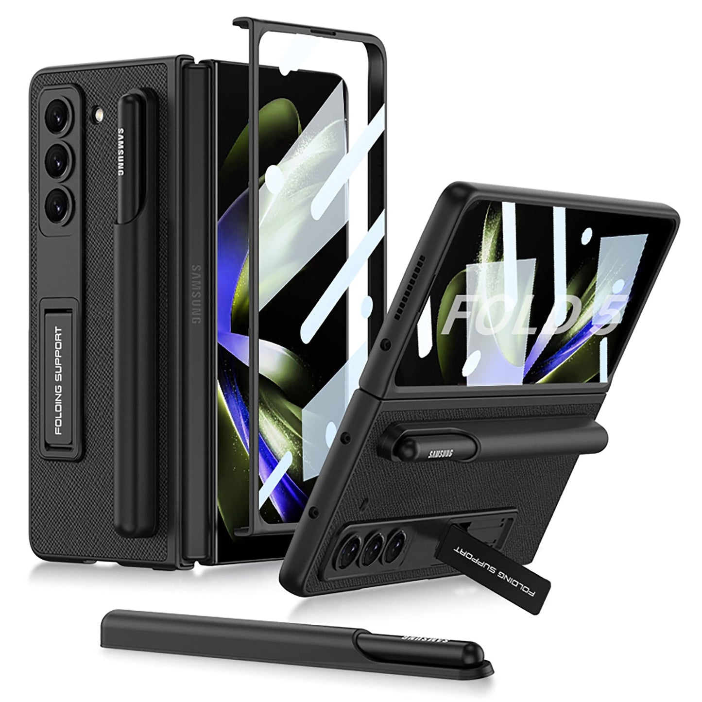 Samsung Galaxy Z Fold5 Full Inclusive Case with Pen Holder and Stand - Mycasety Mycasety