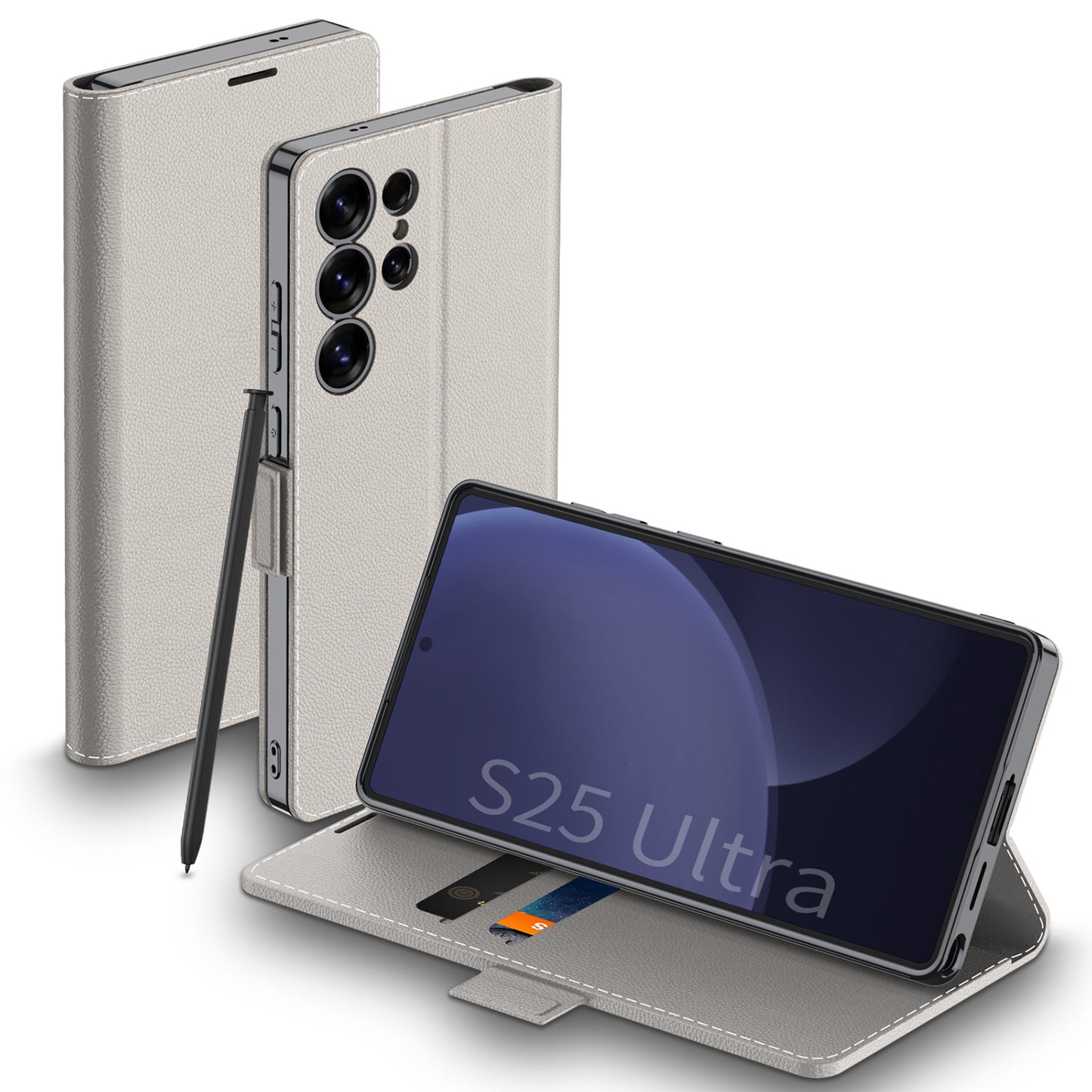Magnetic Buckle Electroplated Leather Card Holder Flip Case for Galaxy S25 Ultra