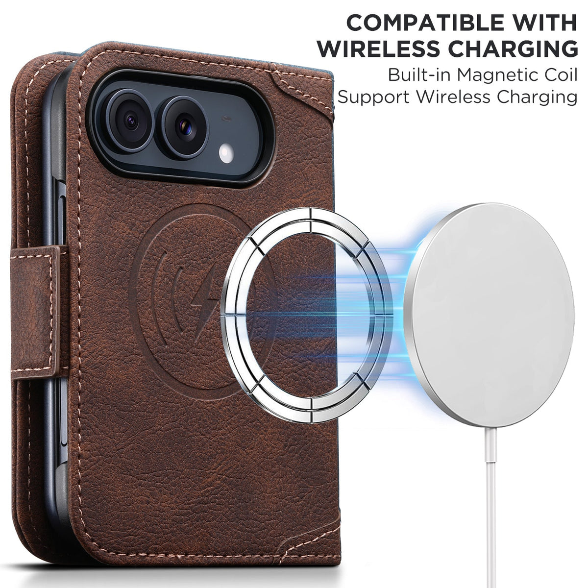 iPhone Duo | Vintage Leather Wallet Case with Card Slots & Stand