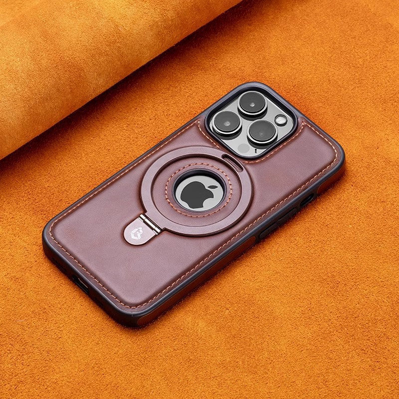 Luxury Leather Invisible Magnetic Metal Stand iPhone Cases