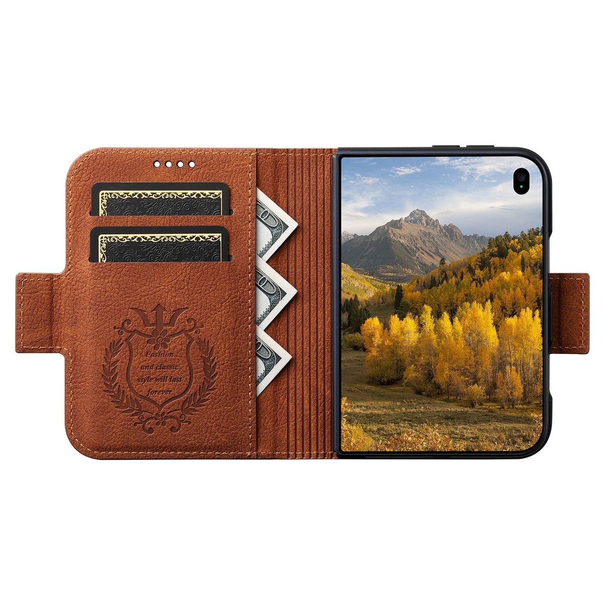 iPhone Duo | Textured Leather Wallet Case with Stand & Wireless Charging