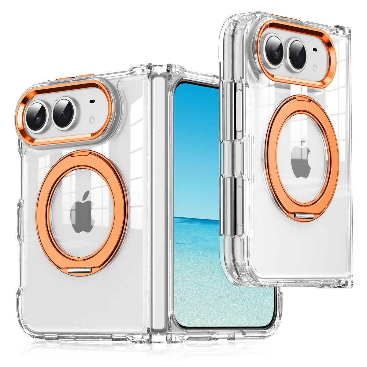 iPhone Duo | Clear Magnetic Case with Alloy Ring Stand & TPU Hinge