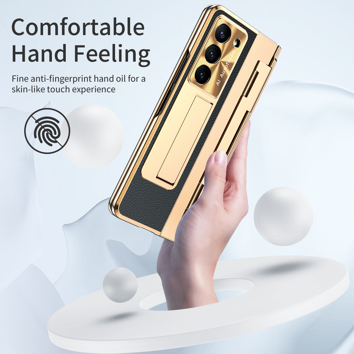 Luxury Leather Magnetic Bracket Shell Electroplated Phone Case For Samsung Galaxy Z Fold3/4/5 With Back Screen Glass - mycasety2023 Mycasety