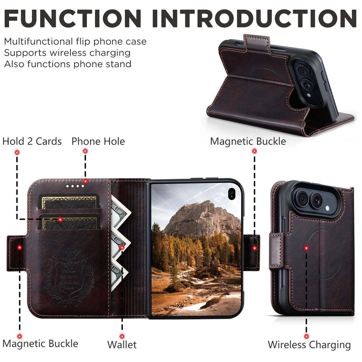 iPhone Duo | Distressed Leather Wallet Case with Card Slots & Magnetic Closure