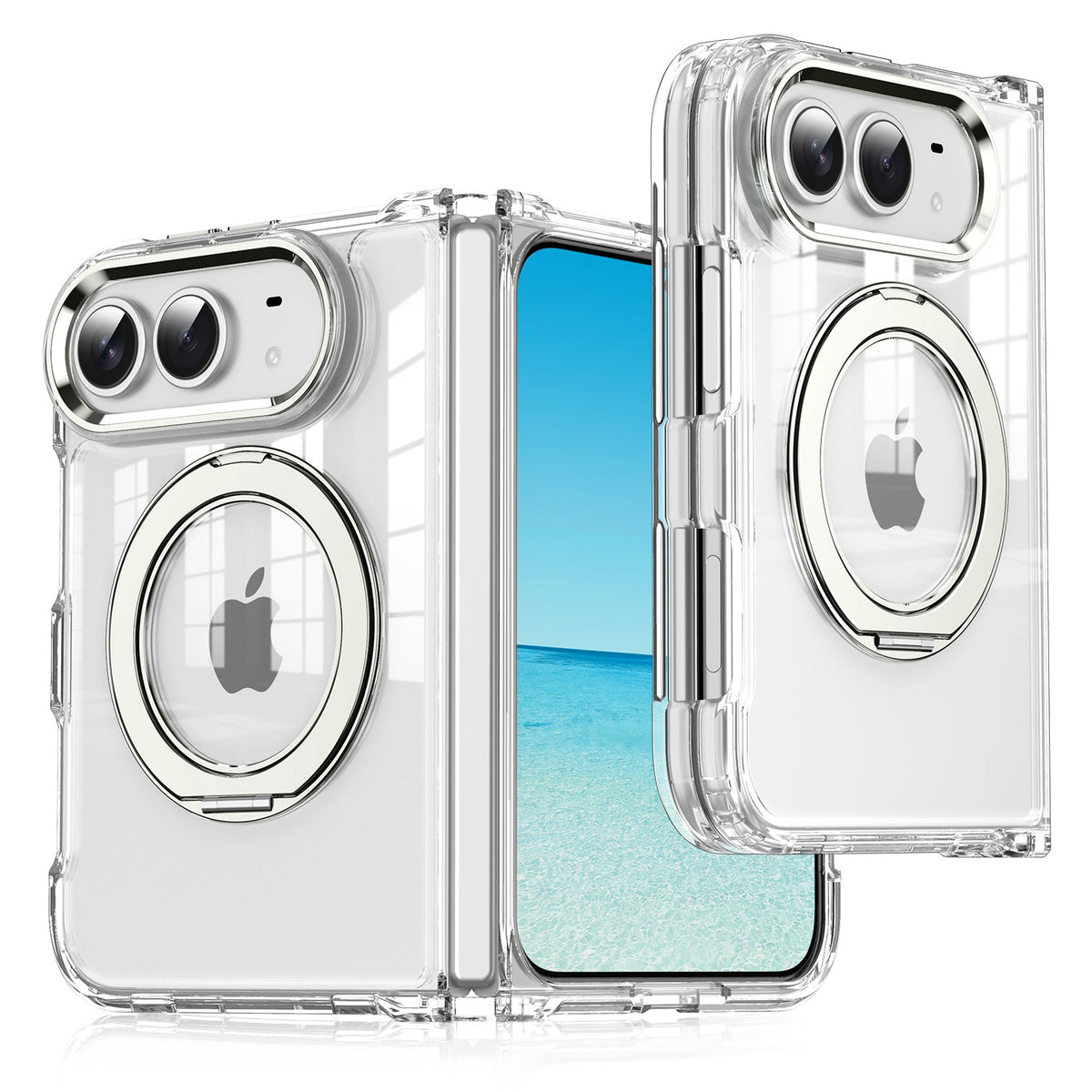 iPhone Duo | Clear Magnetic Case with Alloy Ring Stand & TPU Hinge